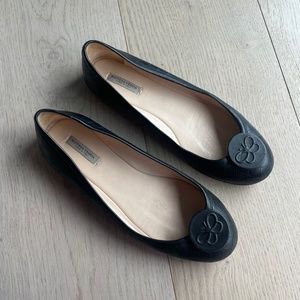 Bottega Veneta Ballet Flats, IT 36.5, US 5.5, Black Leather Butterfly Logo Pumps